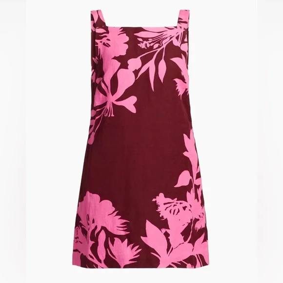 🌺 NWT Hemant & Nandita Resort 2025 Floral Linen Tropical Mini Shift Dress Small - Picture 3 of 5